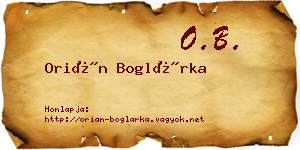 Orián Boglárka névjegykártya